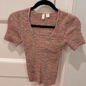 Anthropologie short sleeve sweater shirt - multicolor - size small (moth brand)